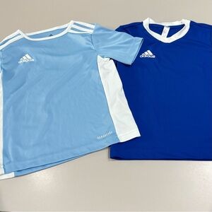Set of 2 Adidas Blue Aeroready.  Performance Jerseys Boys Size 5-6